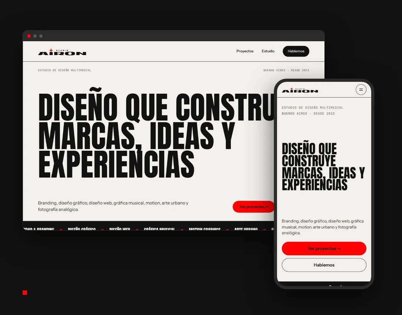 Portada del proyecto Web AIRON Studio